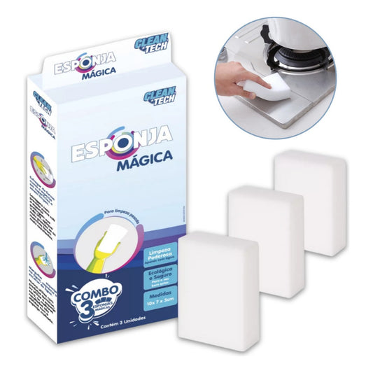 Esponja Mágica para Limpeza – Kit com 3 Unidades